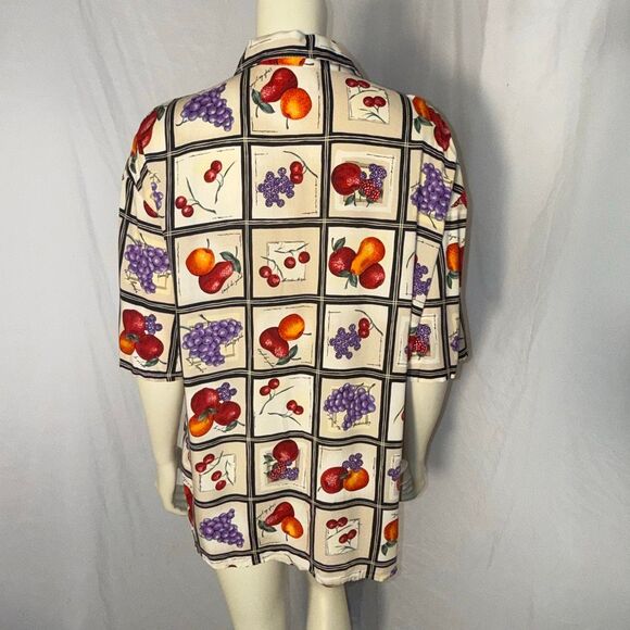 Vintage 90s Kathie Lee Fruit Print Button Down Blouse Women’s Size 14 – Grapes C - Picture 6 of 12
